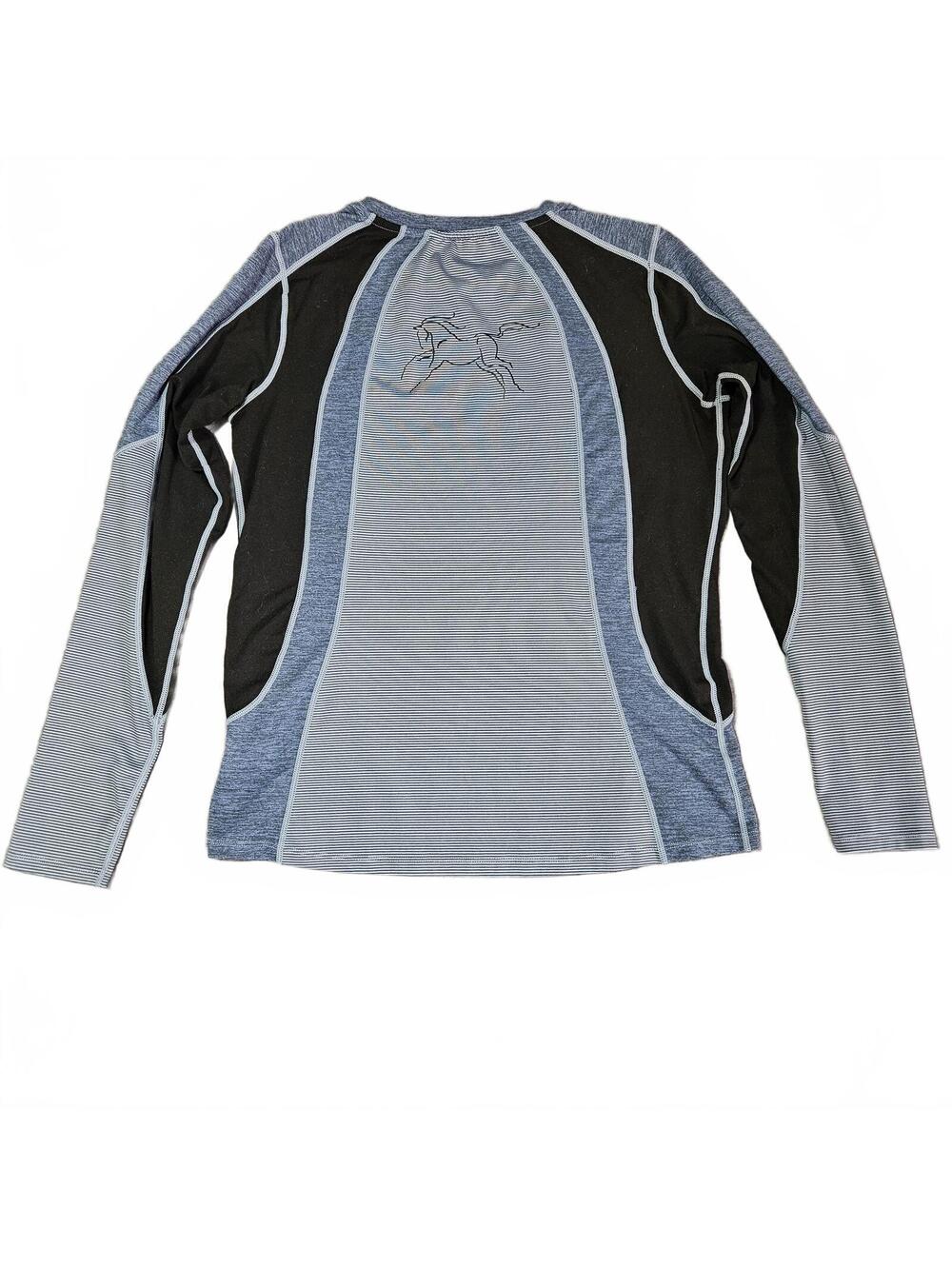 Kerrits Regular M Gray Black Long Sleeve Riding Base Layer Shirt Equestrian Top